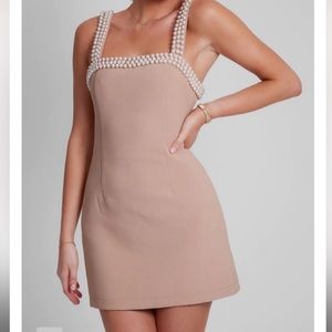ODD MUSE Pearl trim dress | camel color | pearl accents